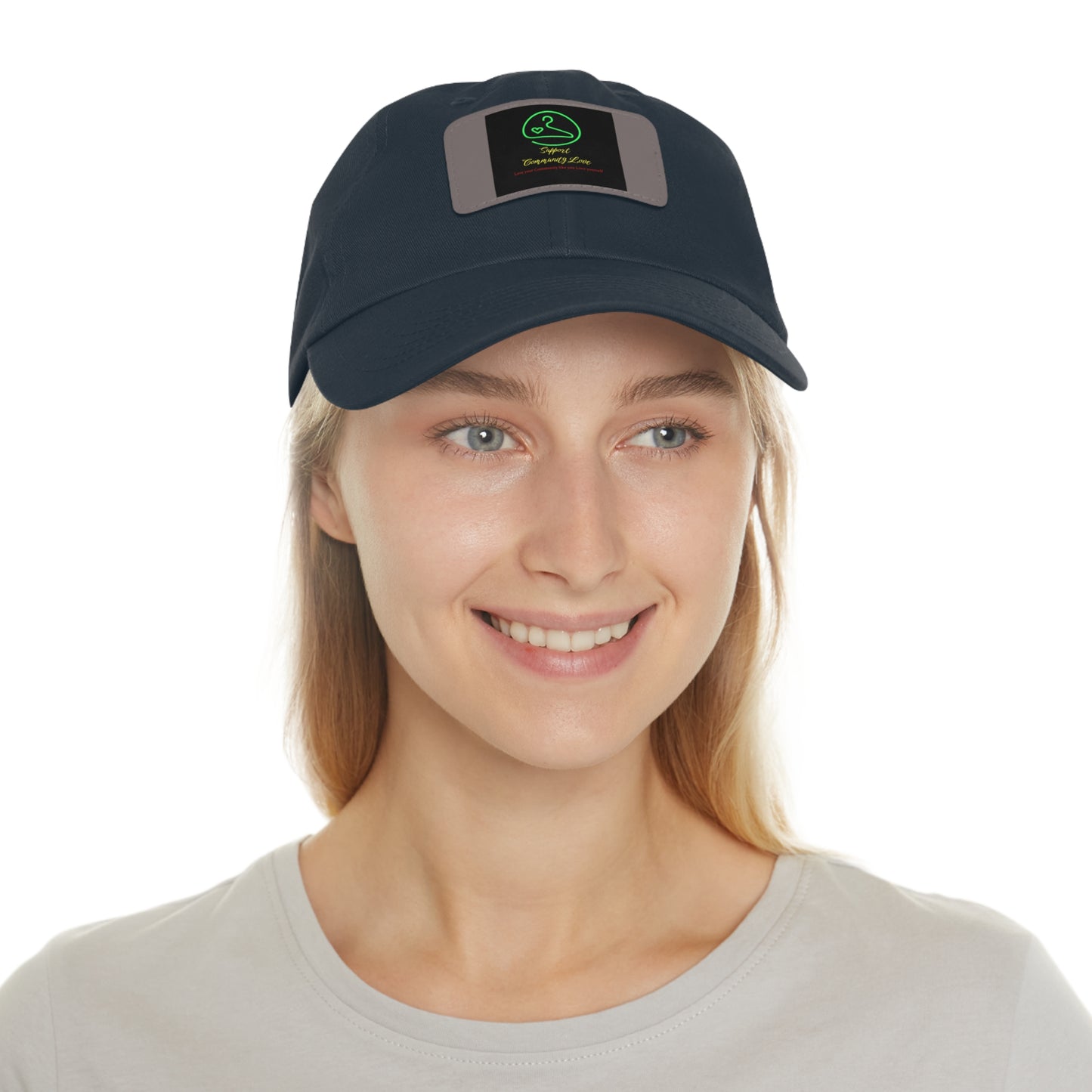 Dad Hat with Leather Patch (Rectangle)