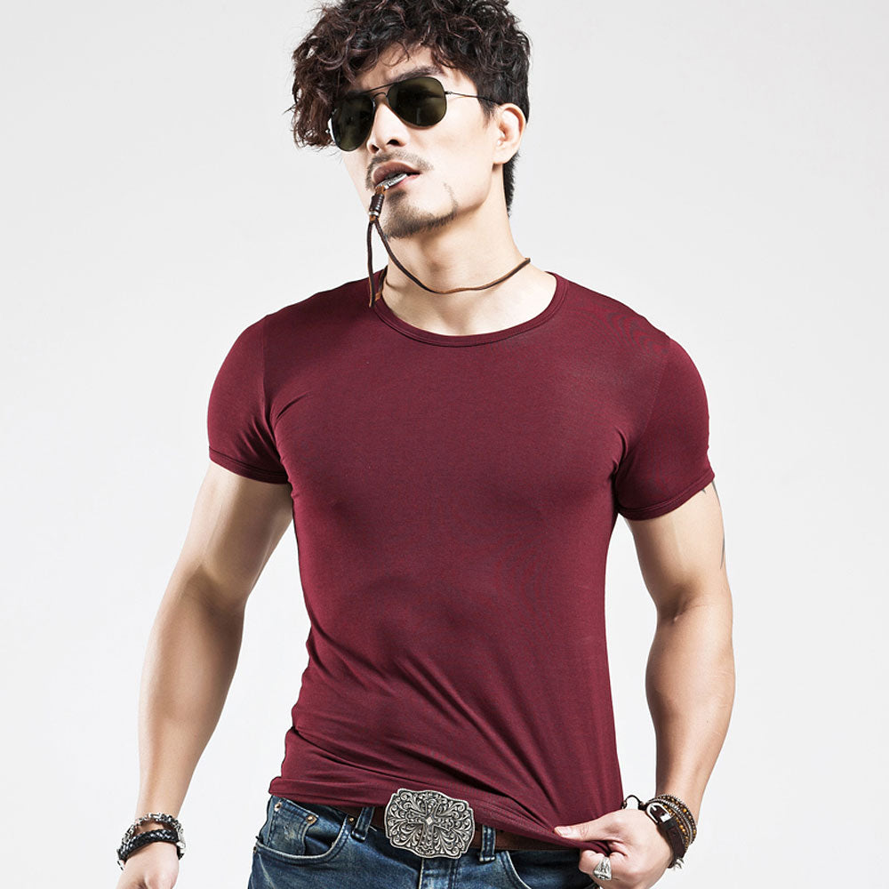 Elastic V-Neck Men's Summer T-Shirt