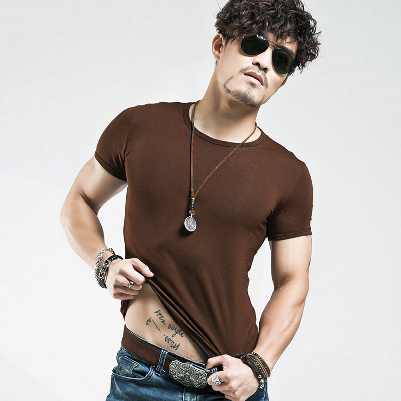 Elastic V-Neck Men's Summer T-Shirt