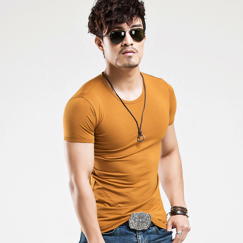 Elastic V-Neck Men's Summer T-Shirt